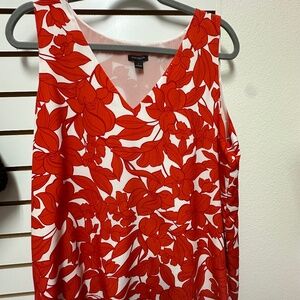 Ann Taylor Orange Floral Silk Sleeveless